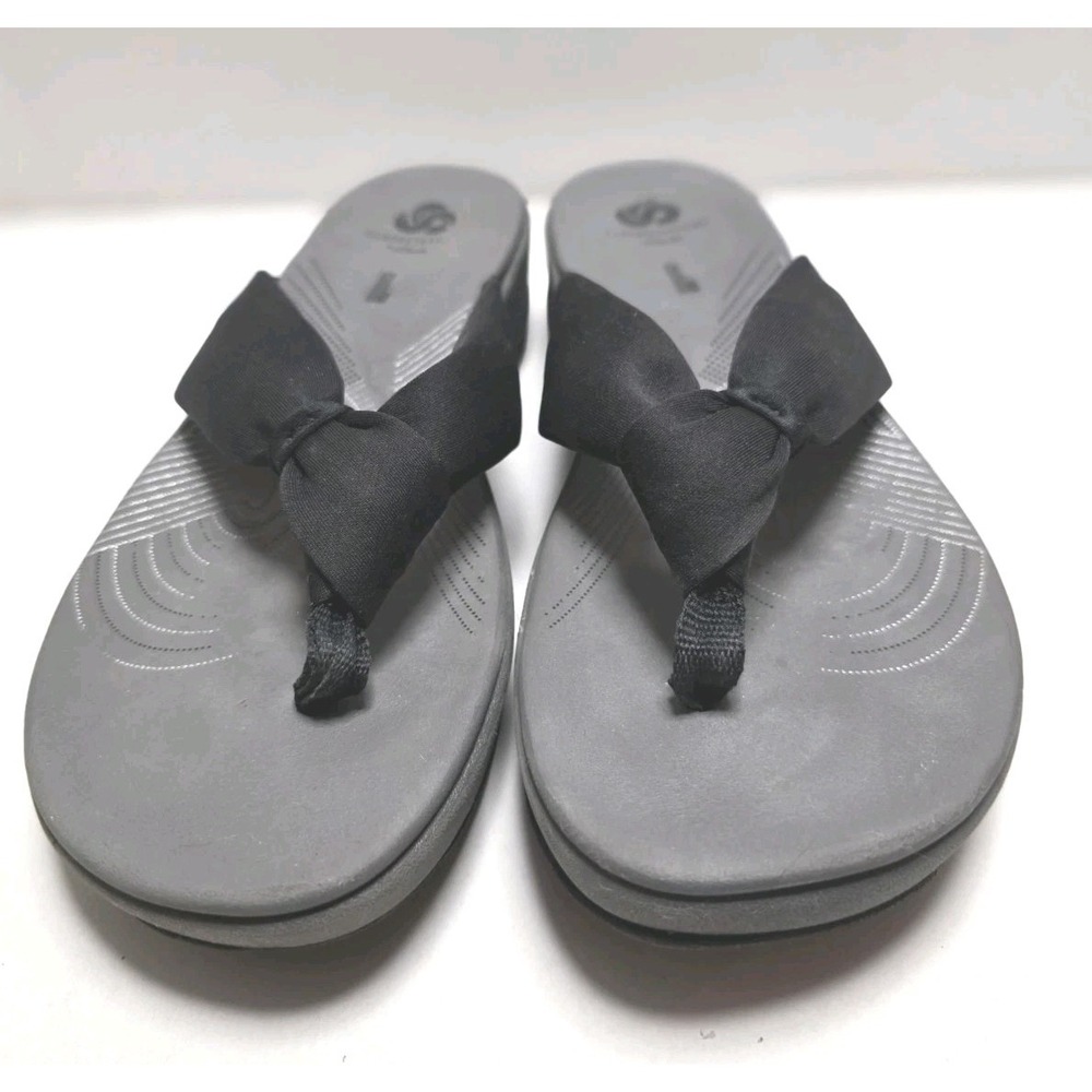 Clarks Cloudsteppers Womens Comfort Flip Flop Sandal Black Grey 10